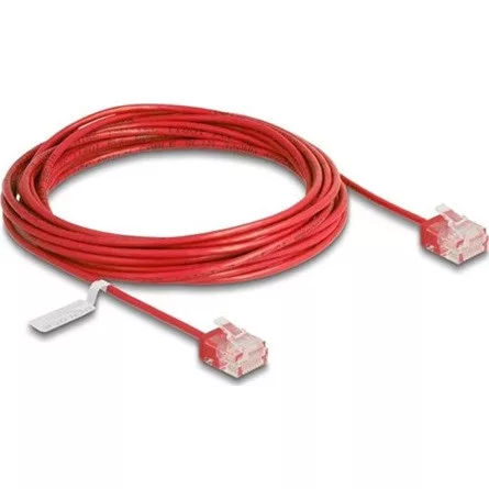 Delock RJ45 hálózati kábel Cat.6 UTP ultravékony 5 m piros rövid csatlakoztatókkal