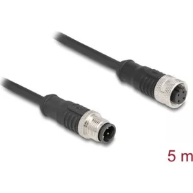 Delock Kábel M12 D kódolt 4 tűs apa - anya PVC 5 m