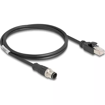 Delock Kábel M12 D kódolt 4 tűs apa - RJ45 apa PVC 1 m