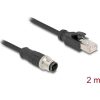 Delock Kábel M12 D kódolt 4 tűs apa - RJ45 apa PVC 2 m