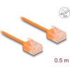 Delock RJ45 hálózati kábel Cat.6 UTP ultravékony 0,5 m narancssárga rövid csatlakoztatókkal