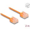 Delock RJ45 hálózati kábel Cat.6 UTP ultravékony 2 m narancssárga rövid csatlakoztatókkal
