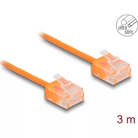 Delock RJ45 hálózati kábel Cat.6 UTP ultravékony 3 m narancssárga rövid csatlakoztatókkal