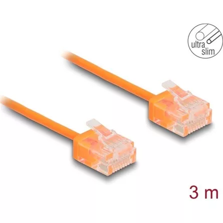Delock RJ45 hálózati kábel Cat.6 UTP ultravékony 3 m narancssárga rövid csatlakoztatókkal