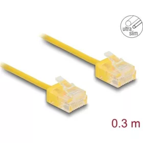   Delock RJ45 hálózati kábel Cat.6 UTP ultravékony 0,3 m sárga rövid csatlakoztatókkal