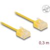 Delock RJ45 hálózati kábel Cat.6 UTP ultravékony 0,3 m sárga rövid csatlakoztatókkal