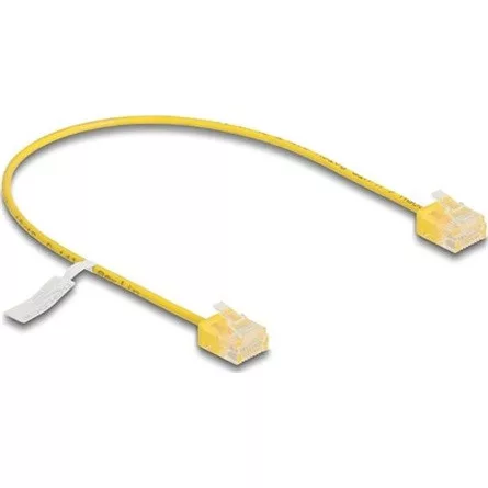 Delock RJ45 hálózati kábel Cat.6 UTP ultravékony 0,3 m sárga rövid csatlakoztatókkal