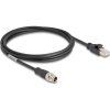 Delock Kábel M12 X kódolt 8 tűs apa - RJ45 apa PVC 2 m