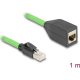 Delock RJ45 hálózat bővítő kábel Cat.6A apa - anya SF/UTP alkalmas kábelvezető láncokhoz PUR (TPU) 1 m zöld