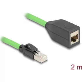   Delock RJ45 hálózat bővítő kábel Cat.6A apa - anya SF/UTP alkalmas kábelvezető láncokhoz PUR (TPU) 2 m zöld