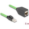 Delock RJ45 hálózat bővítő kábel Cat.6A apa - anya SF/UTP alkalmas kábelvezető láncokhoz PUR (TPU) 5 m zöld