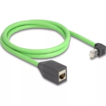 Delock RJ45 hálózat bővítő kábel Cat.6A apa felfelé néző csatlakozódugóval - anya SF/UTP alkalmas kábelvezető láncokhoz