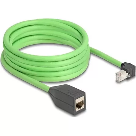 Delock RJ45 hálózat bővítő kábel Cat.6A apa lefelé néző csatlakozódugóval - anya SF/UTP alkalmas kábelvezető láncokhoz P