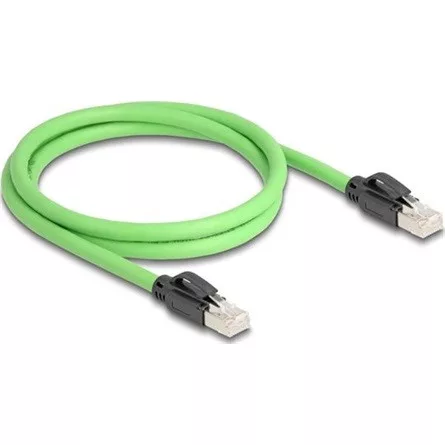 Delock RJ45 hálózati kábel Cat.6A apa   apa SF/UTP alkalmas kábelvezető láncokhoz PUR (TPU) 1 m zöld