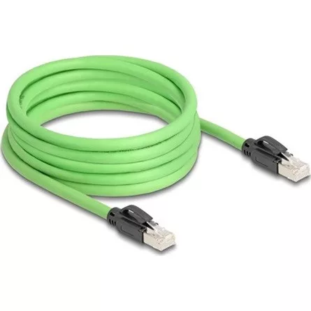 Delock RJ45 hálózati kábel Cat.6A apa   apa SF/UTP alkalmas kábelvezető láncokhoz PUR (TPU) 5 m zöld