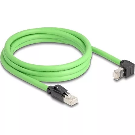 Delock RJ45 hálózati kábel Cat.6A apa - apa felfelé néző csatlakozódugóval SF/UTP alkalmas kábelvezető láncokhoz PUR (TP