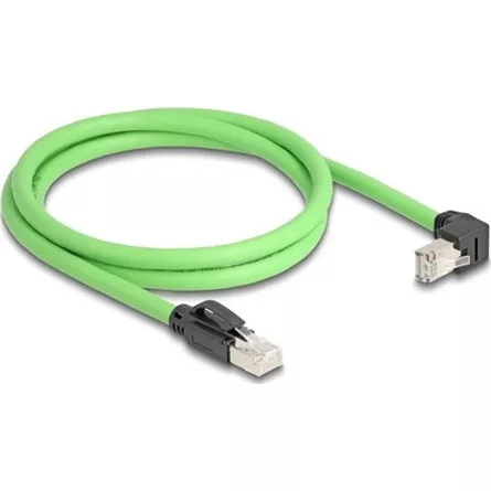 Delock RJ45 hálózati kábel Cat.6A apa - apa lefelé néző csatlakozódugóval SF/UTP alkalmas kábelvezető láncokhoz PUR (TPU
