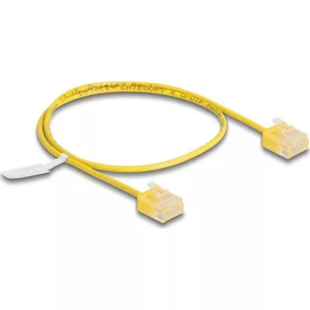 Delock RJ45 hálózati kábel Cat.6 UTP ultravékony 0,5 m sárga rövid csatlakoztatókkal