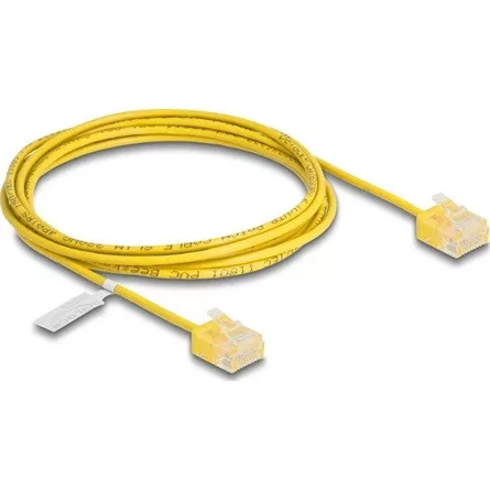 Delock RJ45 hálózati kábel Cat.6 UTP ultravékony 2 m sárga rövid csatlakoztatókkal