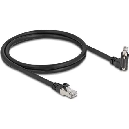 Delock GigE kamera kábel RJ45 apa 45 -ban elcsavart és 90 -ban hajlított szögekkel - RJ45 apa Cat.6 S/FTP 1 m fekete