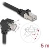 Delock GigE kamera kábel RJ45 apa 45 -ban elcsavart és 90 -ban hajlított szögekkel - RJ45 apa Cat.6 S/FTP 5 m fekete