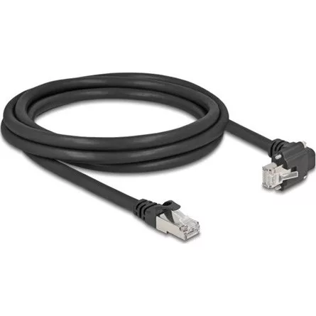Delock GigE kamera kábel RJ45 apa 90 -ban hajlított csavarokkal - RJ45 apa Cat.6 S/FTP 2 m fekete