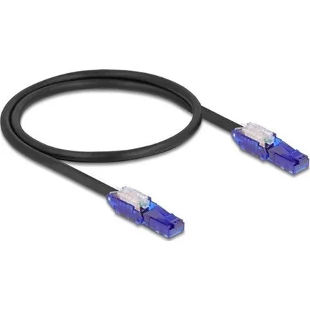 Delock RJ45 hálózati kábel Cat.6 UTP 180 -os hajlítással apák fekete színű 0,5 m