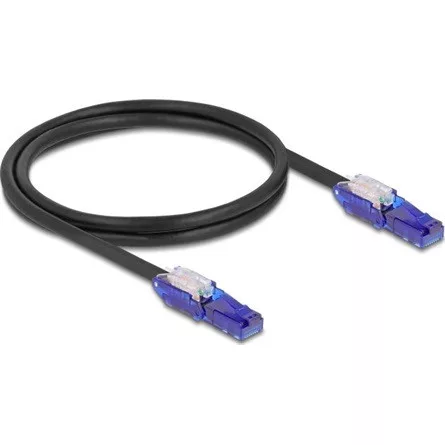 Delock RJ45 hálózati kábel Cat.6 UTP 180 -os hajlítással apák fekete színű 1 m