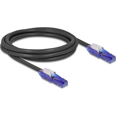 Delock RJ45 hálózati kábel Cat.6 UTP 180 -os hajlítással apák fekete színű 2 m