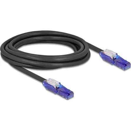 Delock RJ45 hálózati kábel Cat.6 UTP 180 -os hajlítással apák fekete színű 3 m