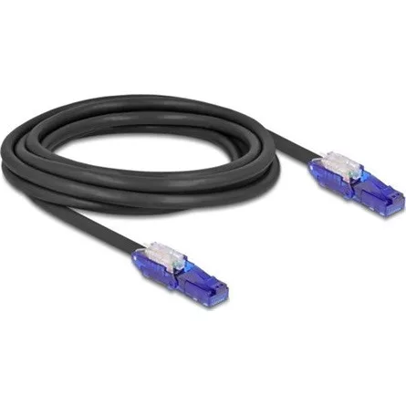 Delock RJ45 hálózati kábel Cat.6 UTP 180 -os hajlítással apák fekete színű 3 m