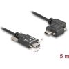 Delock USB-C -> USB-C M/M adatkábel 5m fekete rögzítő csavarokkal, egyenes/90°