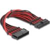 Delock Bővítő kábel 24 tűs ATX apa - 24 tűs ATX anya, fekete-piros textil borítással, 30 cm