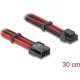 Delock Bővítő kábel 8 tűs EPS apa - 4 + 4 tűs EPS anya textil, fekete-piros borítással 30 cm