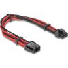 Delock Bővítő kábel 8 tűs apa - 6 + 2 tűs PCIe anya textil, fekete-piros borítással 30 cm