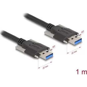   Delock USB 5 Gbps kábel A-típusú apa - A-típusú apa 22 mm-es csavar távolsággal 1 m, fekete
