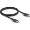 Delock USB 5 Gbps kábel A-típusú apa - A-típusú apa 22 mm-es csavar távolsággal 1 m, fekete