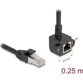   Delock Hálózat bővítő kábel RJ45 apa - RJ45 anya 90 -ban hajlított, Cat.6 F/UTP, 0,25 m, fekete