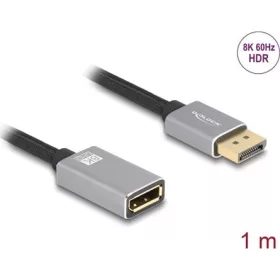   Delock DisplayPort bővítőkábel 8K 60 Hz 1 m szürke fém retesz nélküli