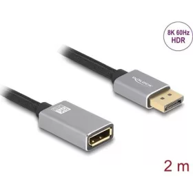  Delock DisplayPort bővítőkábel 8K 60 Hz 2 m szürke fém retesz nélküli