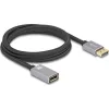 Delock DisplayPort bővítőkábel 8K 60 Hz 2 m szürke fém retesz nélküli