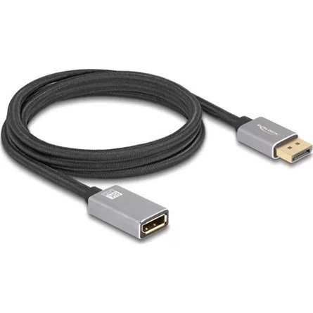Delock DisplayPort bővítőkábel 8K 60 Hz 2 m szürke fém retesz nélküli