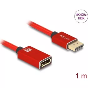   Delock DisplayPort bővítőkábel 8K 60 Hz 1 m piros fém retesz nélküli