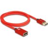 Delock DisplayPort bővítőkábel 8K 60 Hz 1 m piros fém retesz nélküli