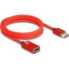 Delock DisplayPort bővítőkábel 8K 60 Hz 2 m piros fém retesz nélküli