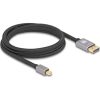 Delock Mini DisplayPort - DisplayPort-kábel 8K 60 Hz 2 m szürke fém retesz nélküli