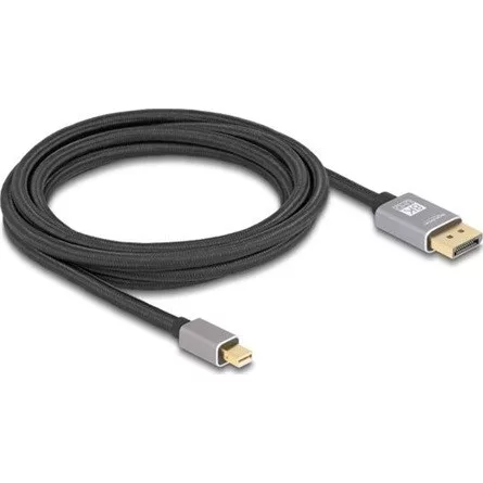 Delock Mini DisplayPort - DisplayPort-kábel 8K 60 Hz 3 m szürke fém retesz nélküli