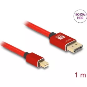  Delock Mini DisplayPort - DisplayPort-kábel 8K 60 Hz 1 m piros fém retesz nélküli