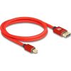 Delock Mini DisplayPort - DisplayPort-kábel 8K 60 Hz 1 m piros fém retesz nélküli