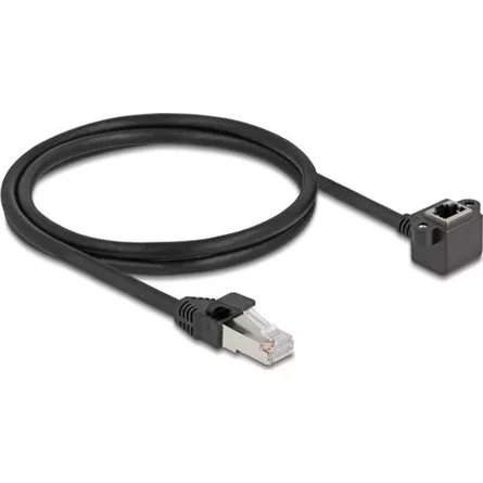 Delock Hálózat bővítő kábel RJ45 apa - RJ45 anya 90 -ban hajlított, Cat.6 F/UTP, 1 m, fekete